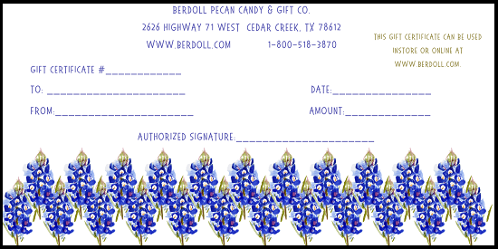 GIFT CERTIFICATE, BLUEBONNET